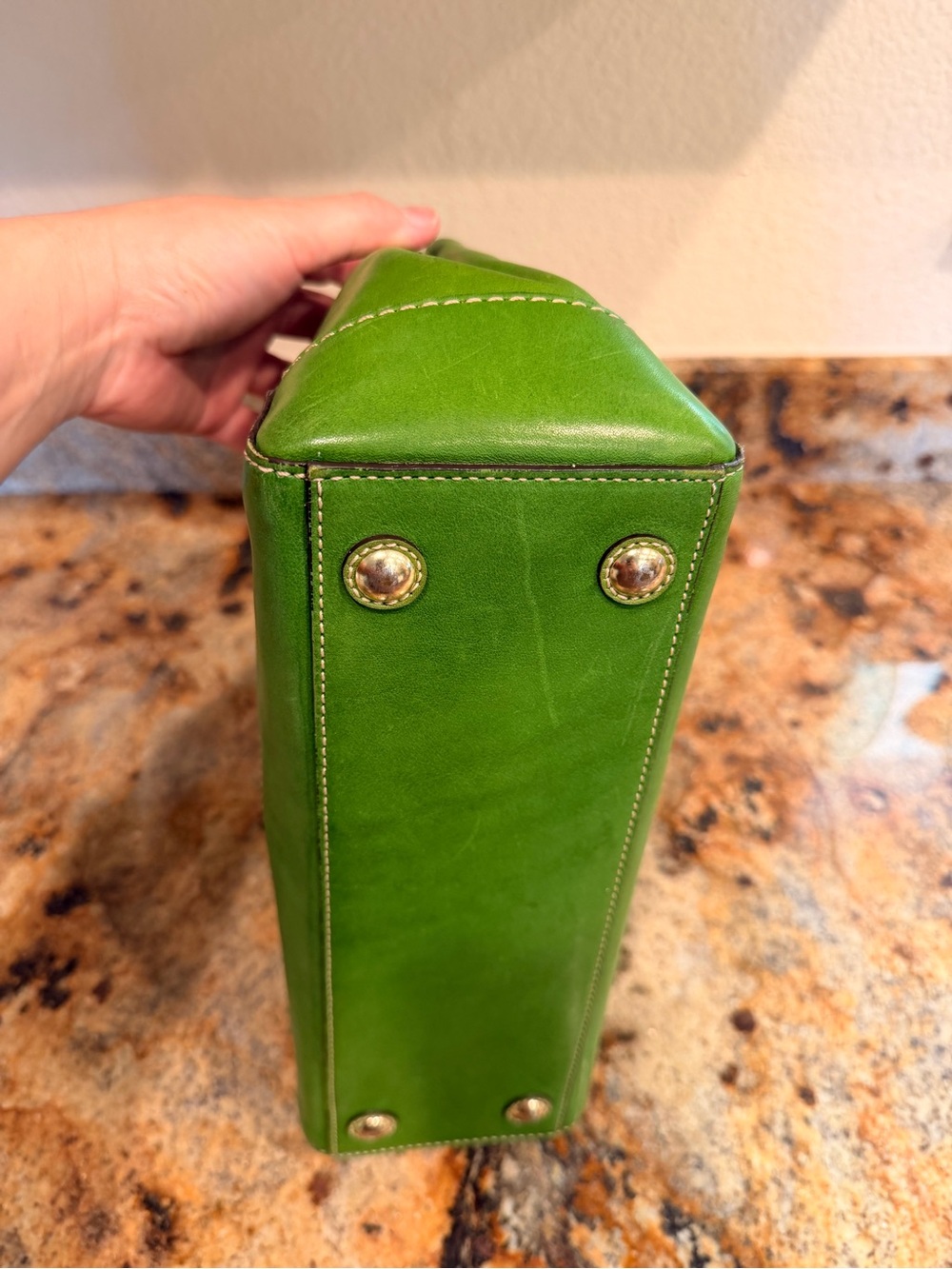 Coach Madeline Green Leather Turn-Lock Satchel - Picture 3 of 7